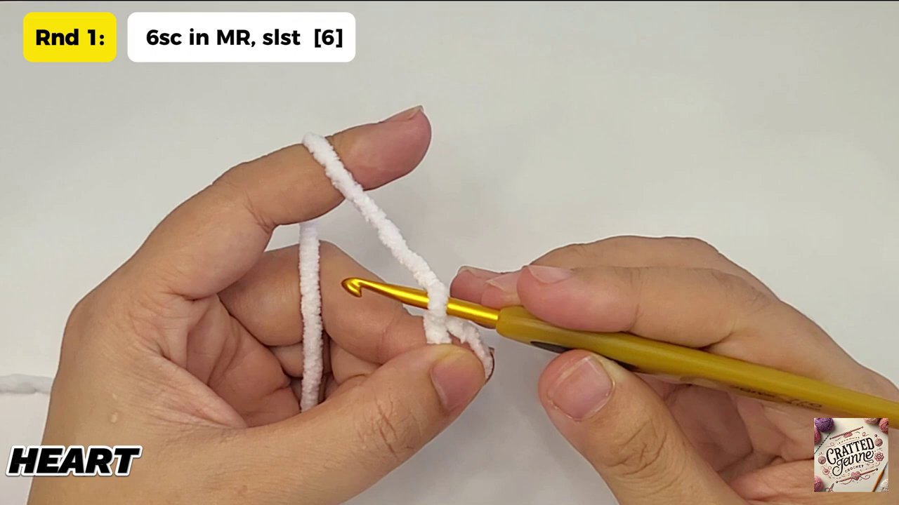 Craft a Heartwarming Christmas Gift: A Step-by-Step Guide to Crocheting a Heart Bear 3 Close-up of the crafter's hands completing Round 3, with the on-screen text clearly showing the stitch count and pattern.