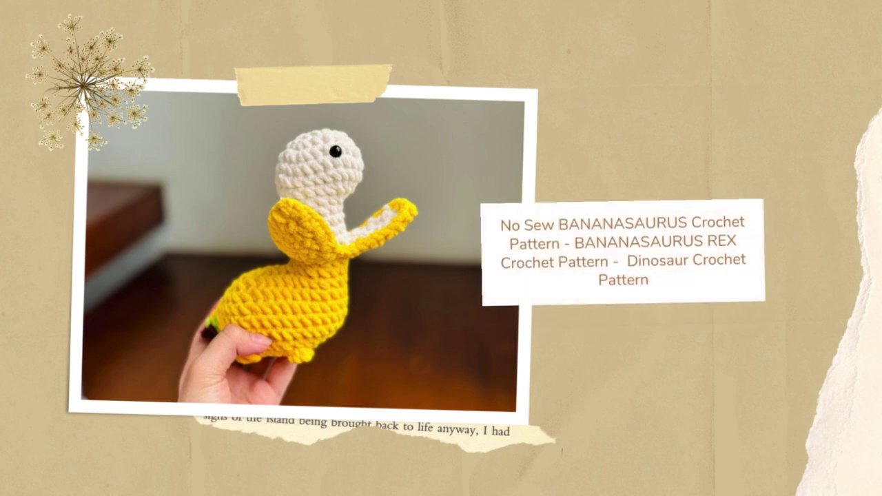 From Crochet Dinosaurs to Festive Surprises: A Visual Journey into Amigurumi Creativity 3 A green crocheted lizard doorstop with striking red eyes and cheerful yellow flowers on its feet rests on a wooden floor.