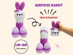 Surprise Bunny Crochet Pattern PDF, Low-Sew Adult Novelty Amigurumi