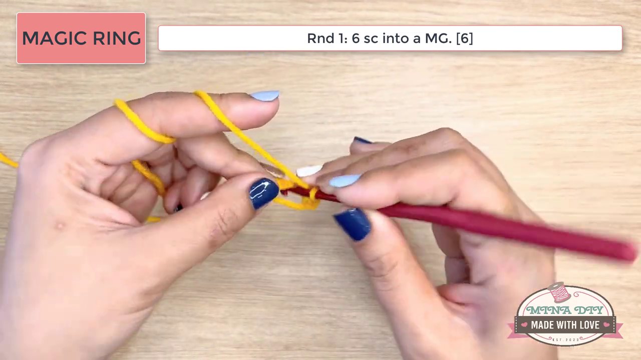 Mastering the Magic Ring and Beyond: A Beginner's Guide to Crochet Increases and Foundation Chains 4 The crochet hook is shown mid-stitch, with the text box updated to "Rnd 3: (1 sc, inc)