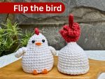 Crochet Hen Flip the Bird Pattern, Surprise Funny Amigurumi PDF