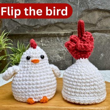 Crochet Hen Flip the Bird Pattern, Surprise Funny Amigurumi PDF