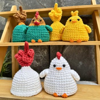 Flip the Bird Crochet Pattern Bundle 3 in 1: Chicken Family Funny Amigurumi PDF