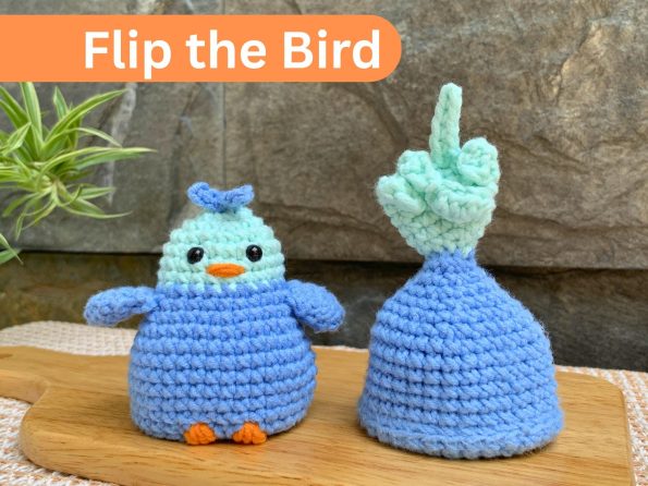 Flip the Bird Crochet Pattern: Blue Bird Amigurumi No Sew, Surprise Funny PDF