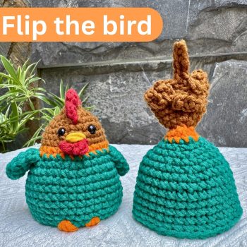Flip the Bird Crochet Rooster Pattern, Funny Amigurumi PDF